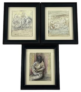 Three (3) Henry Moore Offset Lithographs In Color