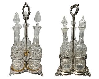 Pair of Victorian Silverplate Decanter Sets