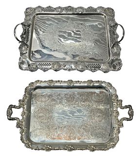 Lot of Two (2) English Victorian Silverplate Trays