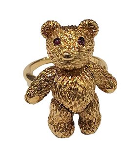 Robert Bruce Bielka 18K Ruby Teddy Bear Ring