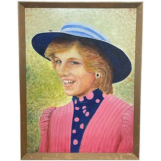 PORTRAIT OF A ROYAL PRINCESS OF WALES DIANA OIL PAINTING