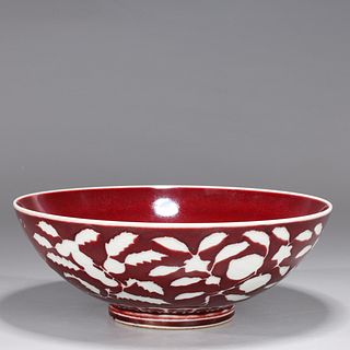 Chinese Red & White Glazed Porcelain Bowl
