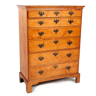 Tiger Maple Tall Chest of Drawers 