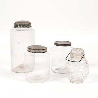 Blown and Molded Glass Store Jars 
