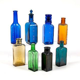 Medicine Bottles in Various Colors  