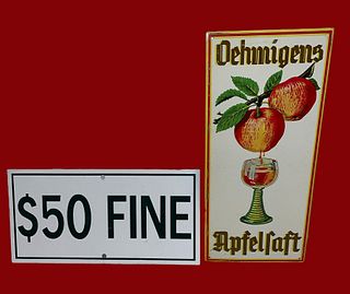 Two Tin and Enamel Vintage Signs German Beer, $50 Fine