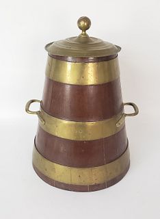Antique 19th Century British Naval Oak Brass Bound Rum Cask Barrel