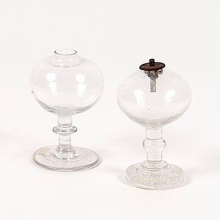 Blown and Pressed Glass Whale Oil Lamps 