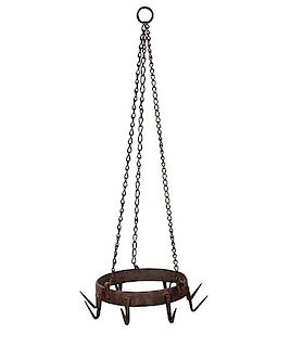 Early Wrought Iron Hanging Rack 