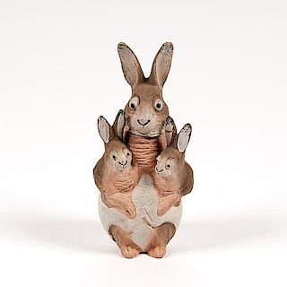 Rabbit and Bunnies Trio Candy Container 