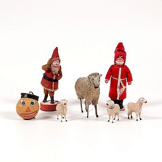 Christmas Candy Containers and Wooden Sheep  