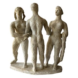 1950s Plaster Modernist Figural Three Graces Sculpture