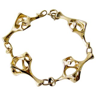 Everett Macdonald Gold Abstract Skeletal Spine Link Bracelet