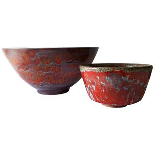 William Polia Pillin California Studio Pair of Colorful Ceramic Bowls