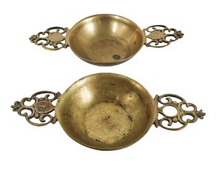 Pair of Brass Double Handled Porringers