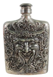 988 Godinger Silver Plated Bacchus Flask