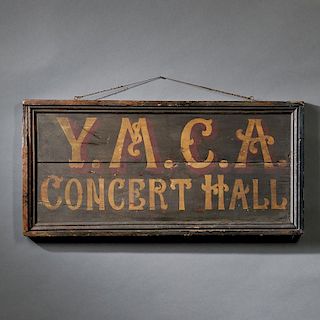 Paint-decorated Double-sided "Y.M.C.A. CONCERT HALL" Sign