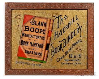 Reverse-painted Glass "HAVERHILL BOOK BINDERY" Sign