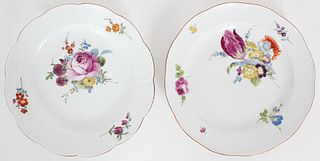 (2) Meissen Floral Hand Painted Porcelain Plates