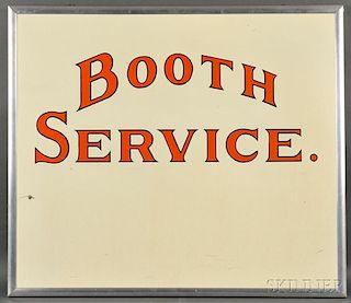 White and Orange Enamel-decorated "BOOTH SERVICE" Diner Sign