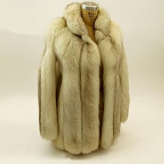 Retro "Alper Furs" Short White Fox Fur Jacket.