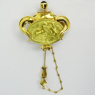 Italian Art Nouveau Design 18 Karat Yellow Gold Brooch/Stick Pin.