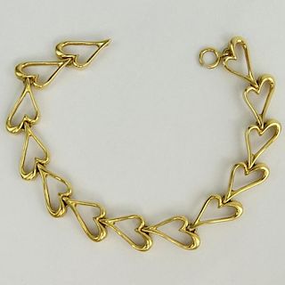 Vintage 14 Karat Yellow Gold Heart Link Bracelet.