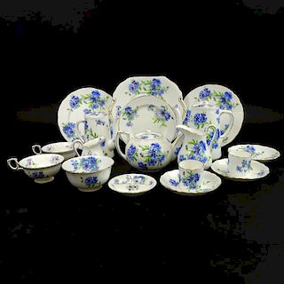 Eighteen (18) Piece Hammersley & Co. Porcelain Breakfast Set in the Cornflower Blue Pattern.