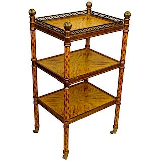 Vintage Painted Wood 3 Tier Bar Caddy. Gallery top and castor feet.