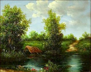 Modern Decorative Oil on Canvas "English Countryside"