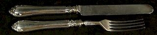 Antique Circa 1908 English Sterling Silver Hallmarked Knife & Fork.