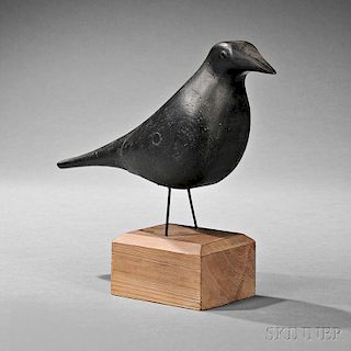 Carved and Painted Blackbird Figure