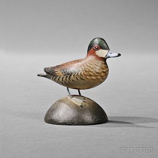 Miniature Carved and Painted Standing Wigeon Figure