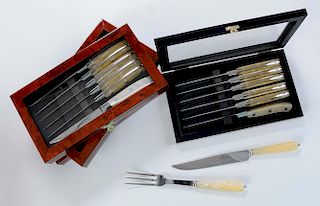 Set of 24 Alain St. Joanis Oregon Steak Knives and Two-Piece Carving Set