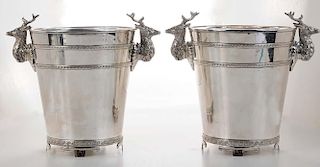 Pair Silver-Plated Wine Coolers