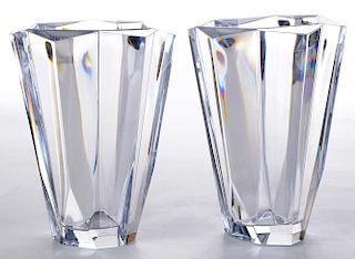 Pair Orrefors "Precious" Crystal Vases
