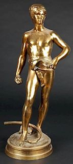 David Avant Le Combat Bronze Figure