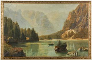 Anton Hlavacek (Austrian, 1842-1926) Mountain Lake