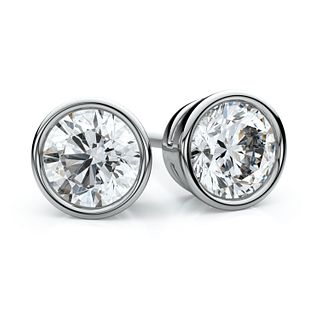Platinum Bezel Set Round Brilliant Diamond Stud Earrings (0.75 Ct. T.w., Vs1-vs2 Clarity, F-g Color)