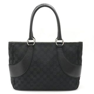 Gucci GG canvas tote bag shoulder leather black 113011