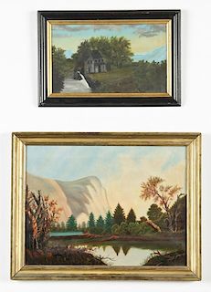 2 Antique American Naive Paintings