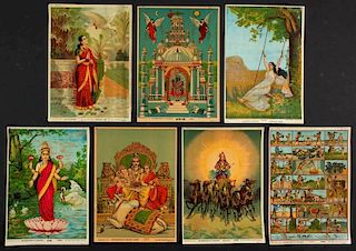 7 Calendar Prints Depicting Various Hindu‘_Dieties