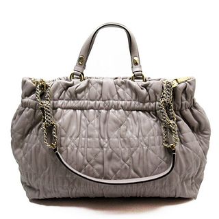 Christian Dior Handbag Shoulder Bag 2Way Cannage Gray Leather