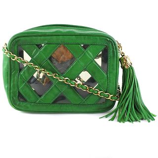 CHANEL Chain Shoulder Lambskin Green Women's Bag