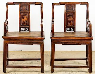 Pair of Antique Chinese Hardwood Chairs