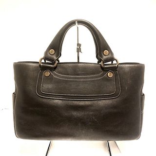 CELINE Dark Brown Leather Tote Bag