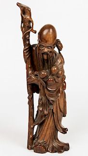 Chinese Carved Bamboo Immortal Figure