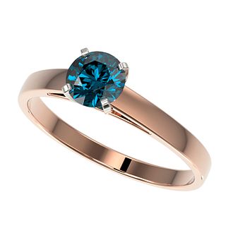 0.73 ctw Certified Intense Blue Diamond Engagement Ring 10k Rose Gold