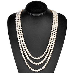 Tiffany & Co Freshwater Pearl Maximum Width 8.0mm Long Necklace 203cm SV925