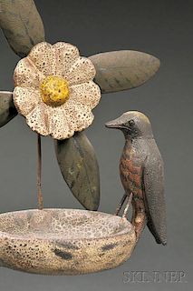 Carved and Painted Wood Figural Bird Sculpture